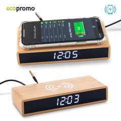 Cargador Inalámbrico con Reloj Bamboo | TE-416