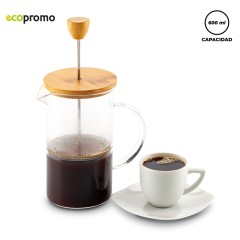 Cafetera en Vidrio y Bambú 600ml NUEVO | MU-404