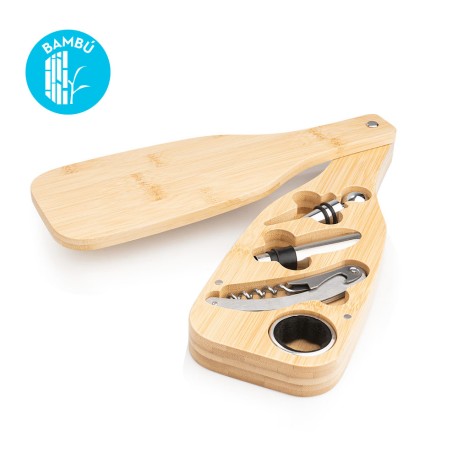 Set de vino Bottle Bambú | HO0380
