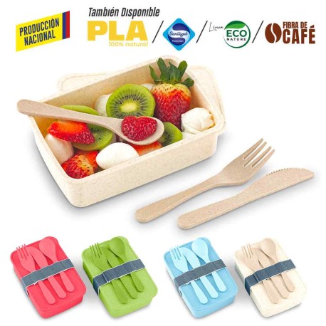 Portacomidas con Cubiertos Eco Square II -Produccion Nacional  | VA-965