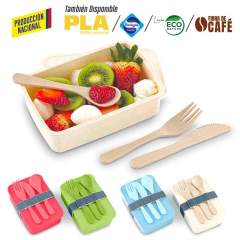 Portacomidas con Cubiertos Eco Square II -Produccion Nacional  | VA-965