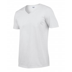 GILDAN Camiseta Adulto Cuello V Ring Spun 150 gms BLANCO - S -  XL | 64V00BLANCO