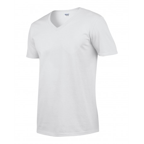 GILDAN Camiseta Adulto Cuello V Ring Spun 150 gms BLANCO - S -  XL | 64V00BLANCO