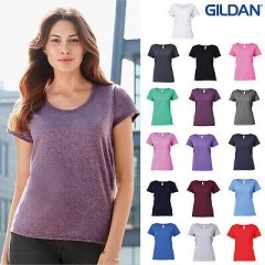 GILDAN Camiseta Dama Cuello Redondo Profundo BLANCO - S -  XL | 64550LBLANCO